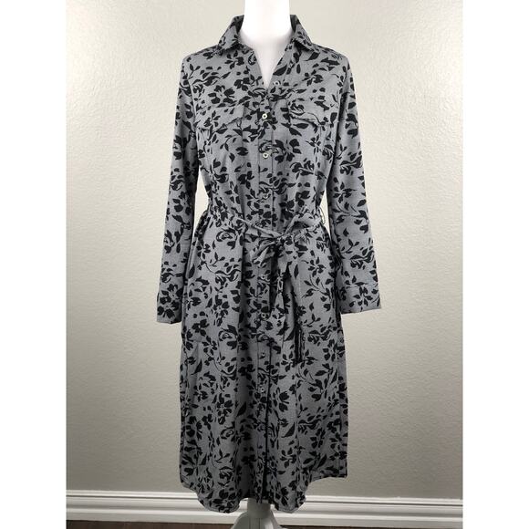NY Collection Women's Size PM Houndstooth Printed Shirt Dress NEW - Picture 1 of 9